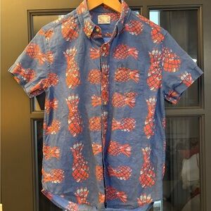 Crewcuts Blue Pineapple Print Boys’ Linen Shirt